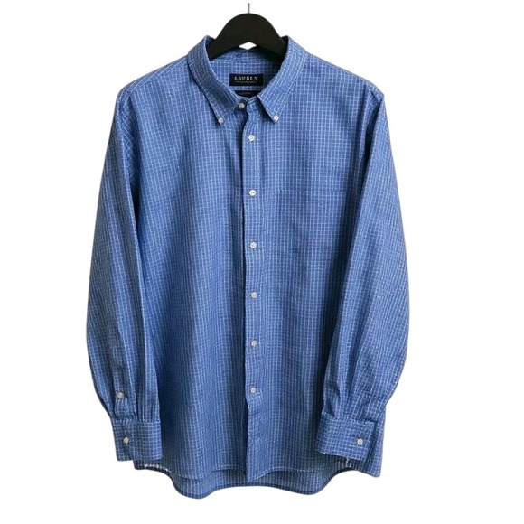 Lauren Ralph Lauren Button Up Shirt Classic Blue & White Checkered Mens Size 4XL - Picture 1 of 10